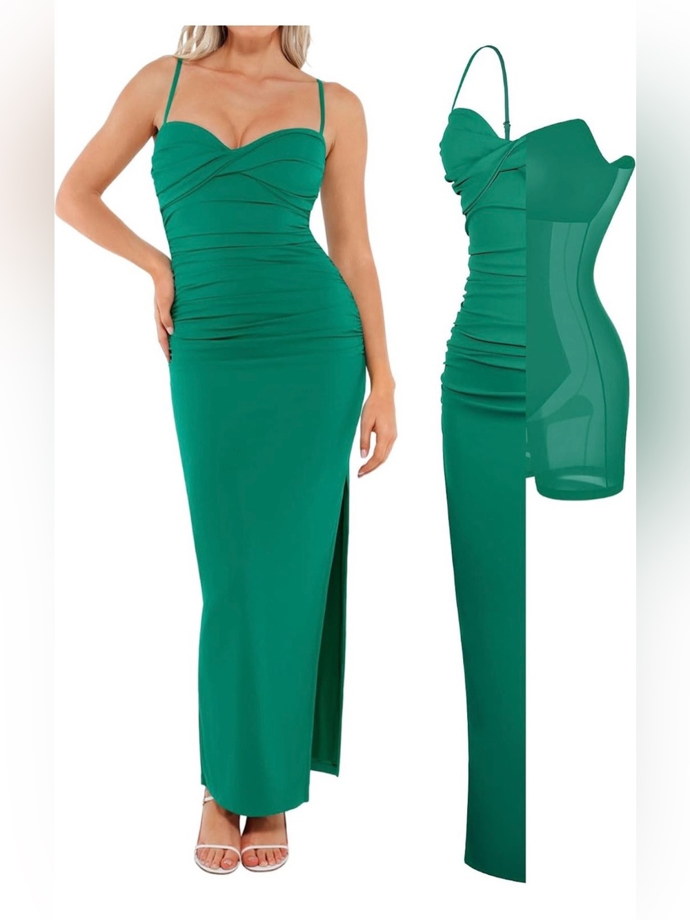Popilush Women's Shapewear Maxi Corset Ruched Bodycon Dress Size Medium NWT